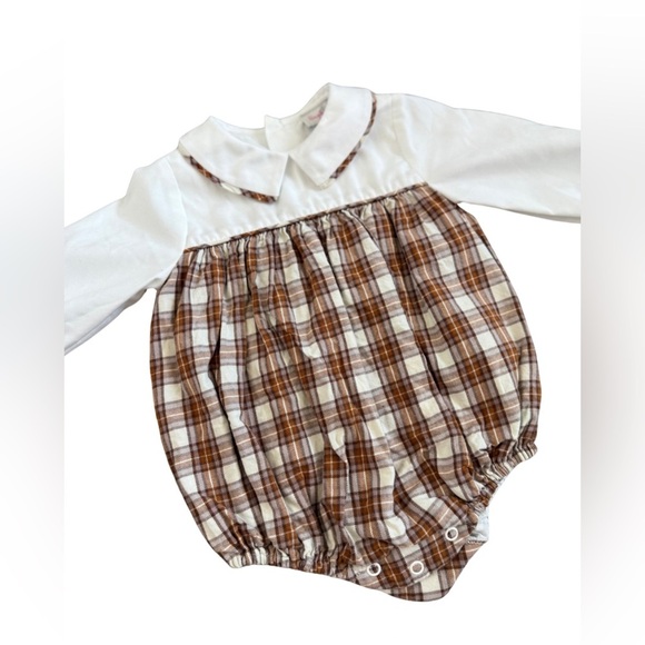 Sophia & Lucas Plaid Long Sleeve Bubble Romper 3M - Picture 3 of 6